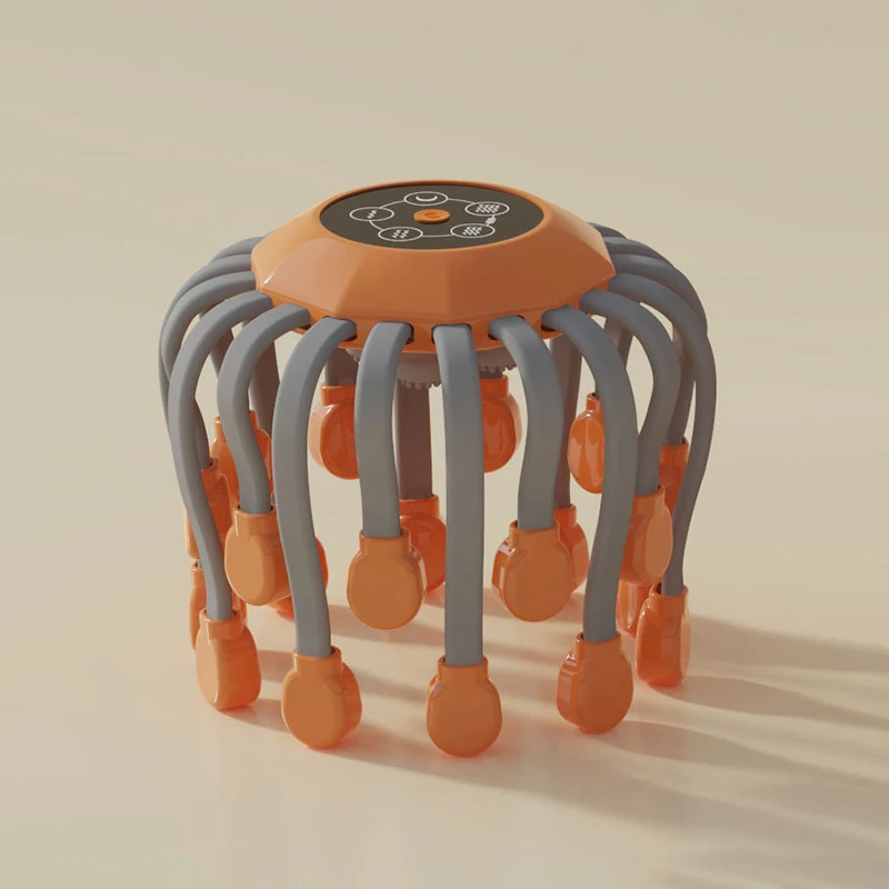 New 20 Heads Wireless Vibration Silicone Scalp Electric Hair Massager Octopus Spider Music Red Light Head Massage Machine