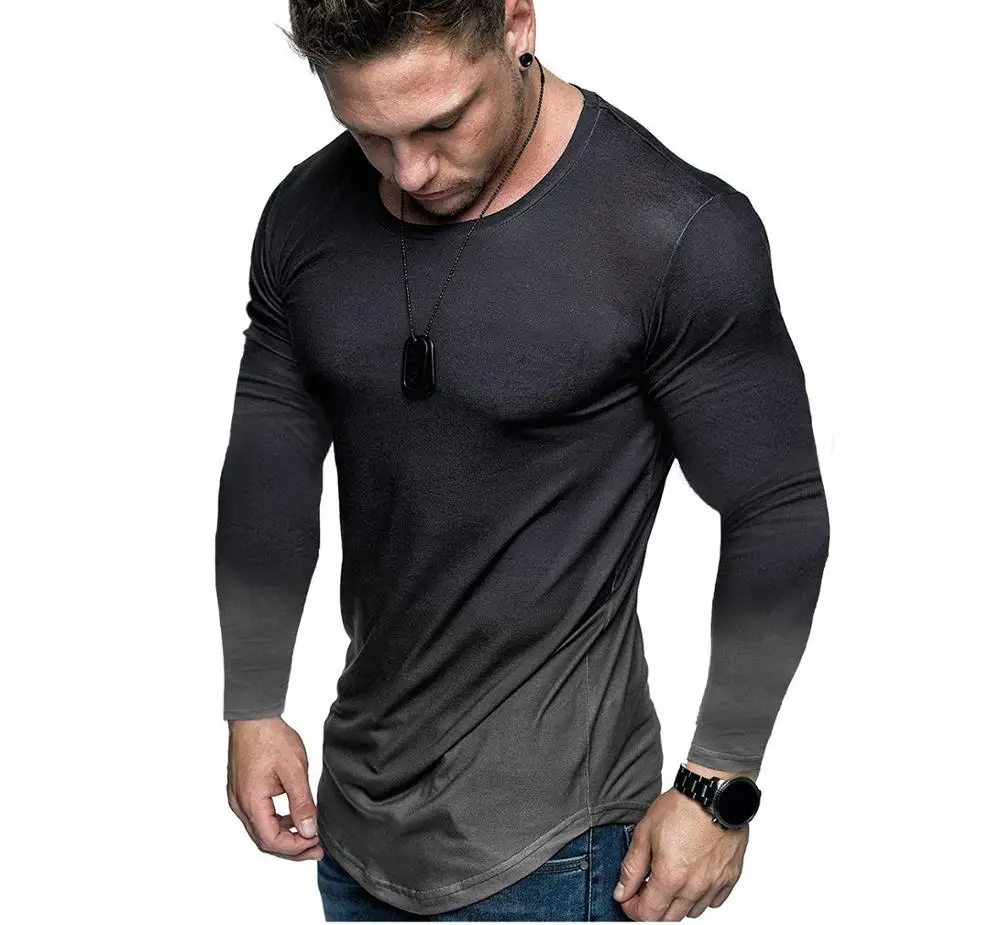 
Мужская футболка с длинным рукавом и принтом Омбре 