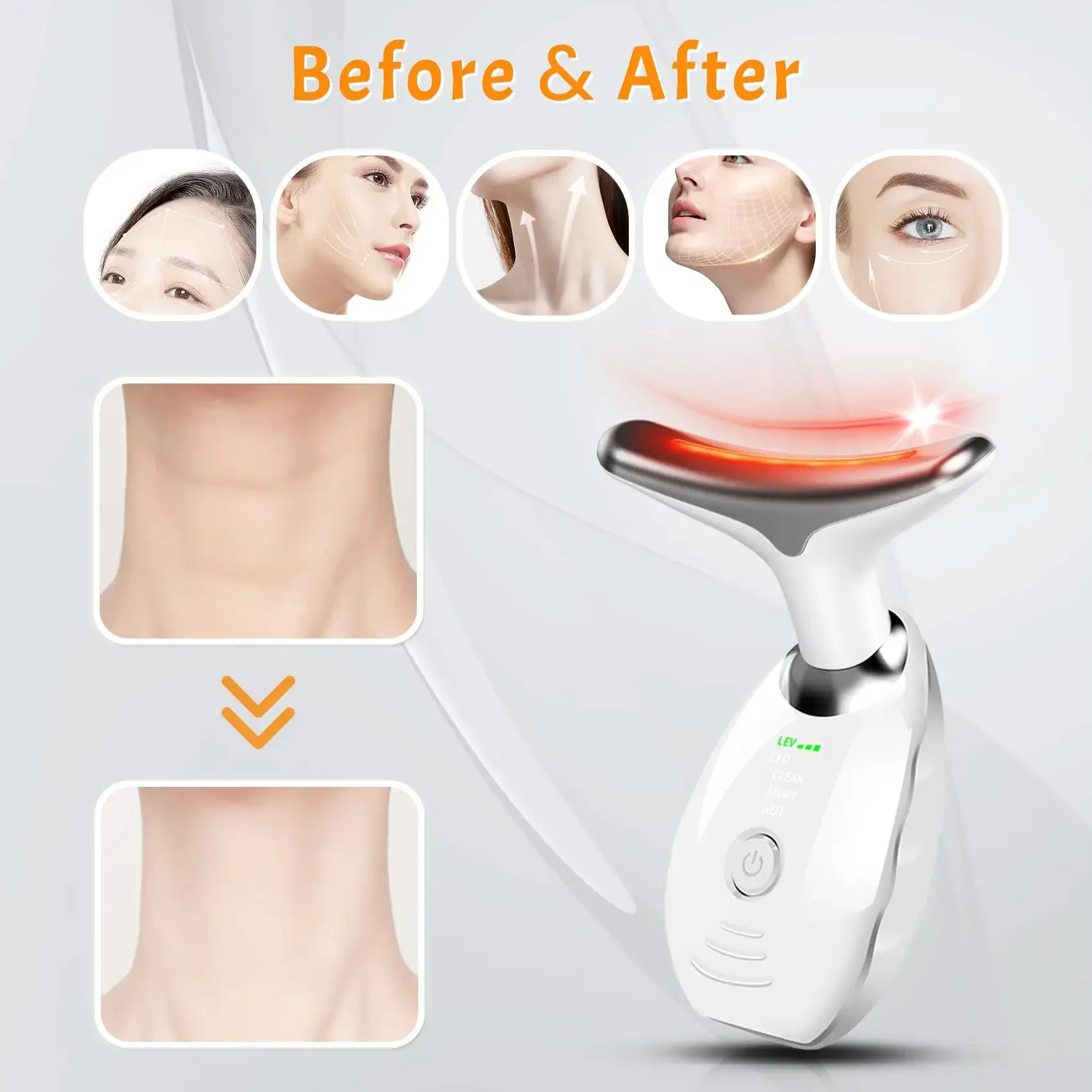 7 Color Face and Neck Sculpting Tool Rechargeable EMS Vibration Facial Massager Device