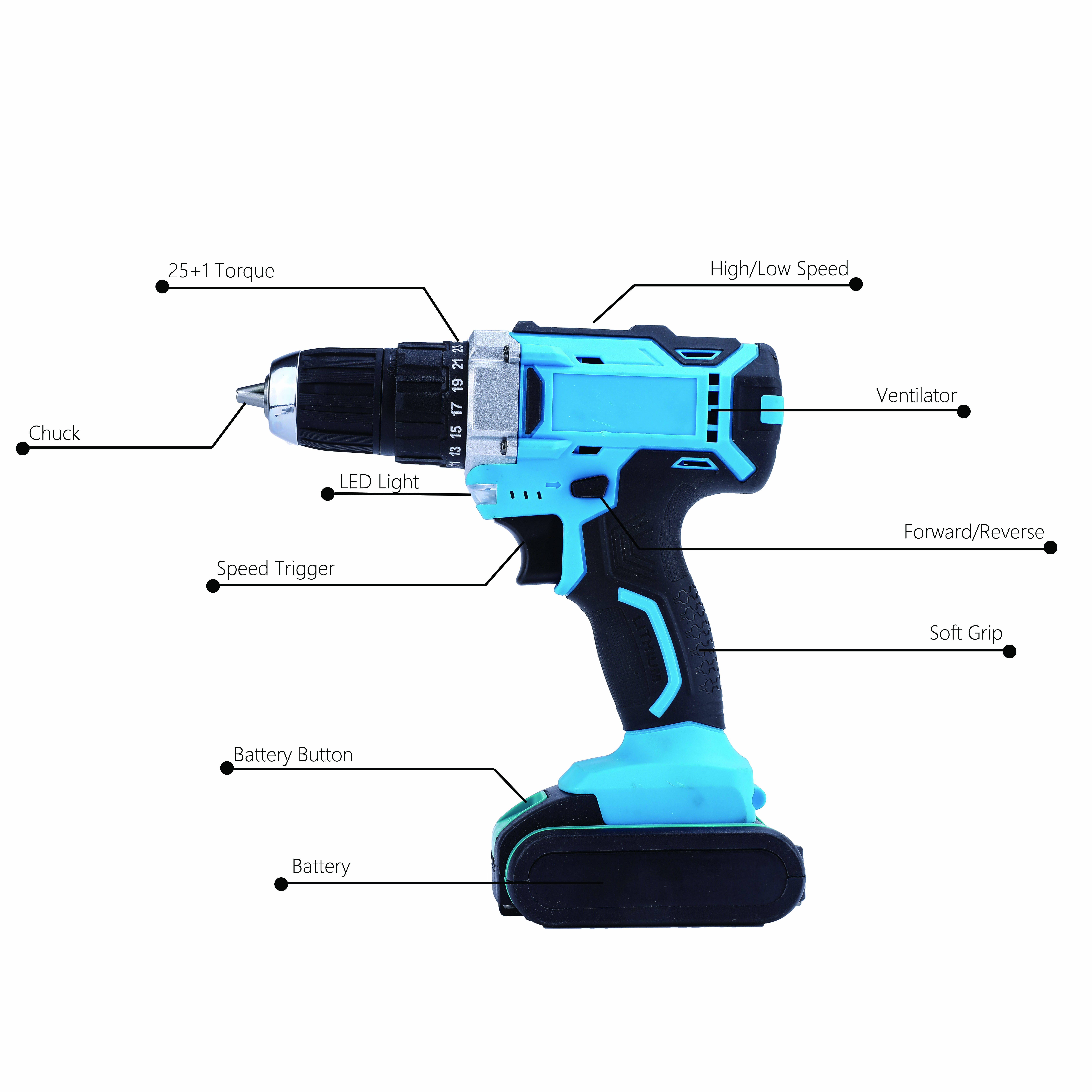 
XINYIHUA 21V 31N.m Screwdriver Cordless Drill Mini Lithium Battery Drill Keyless Chuck Power Driver Drill 