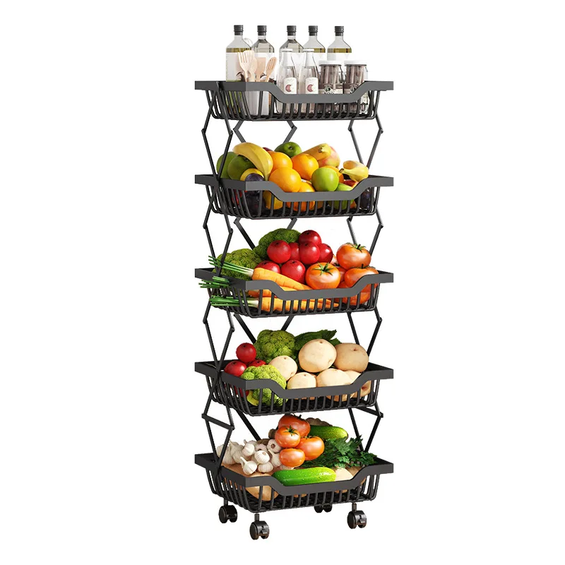 Shelf Layer Carts Adjustable Foldable Commodity Rolling Shelves Home Bathroom Kitchen Accessories - Storage Holders & Racks