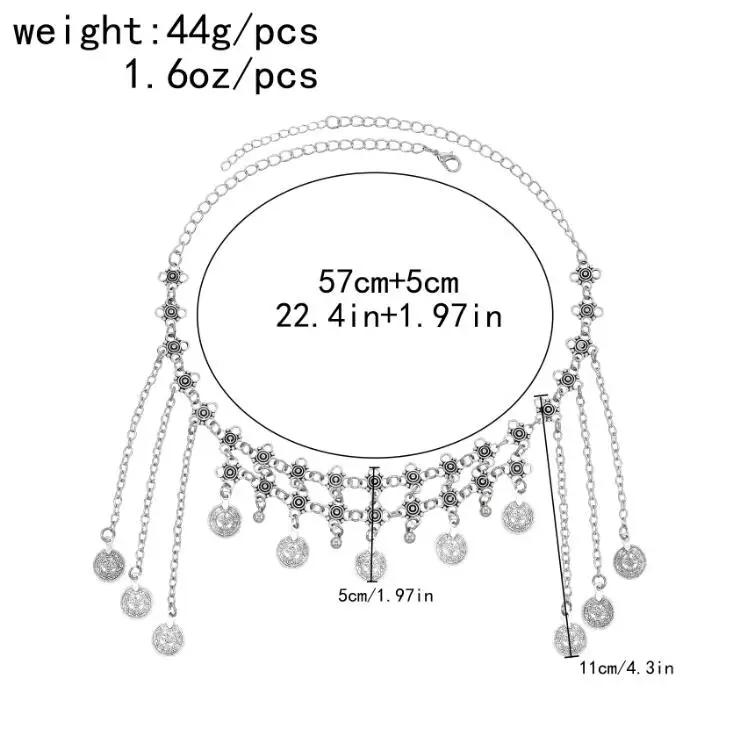 Maang Tikka Women Gold Silver Coins Ball Tassel Belly Dance Head Chain Costume Gypsy Jewelry