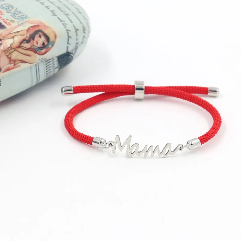 Custom Mama DIY Stainless Steel Letters Rope Adjustable Charm Making Bracelet