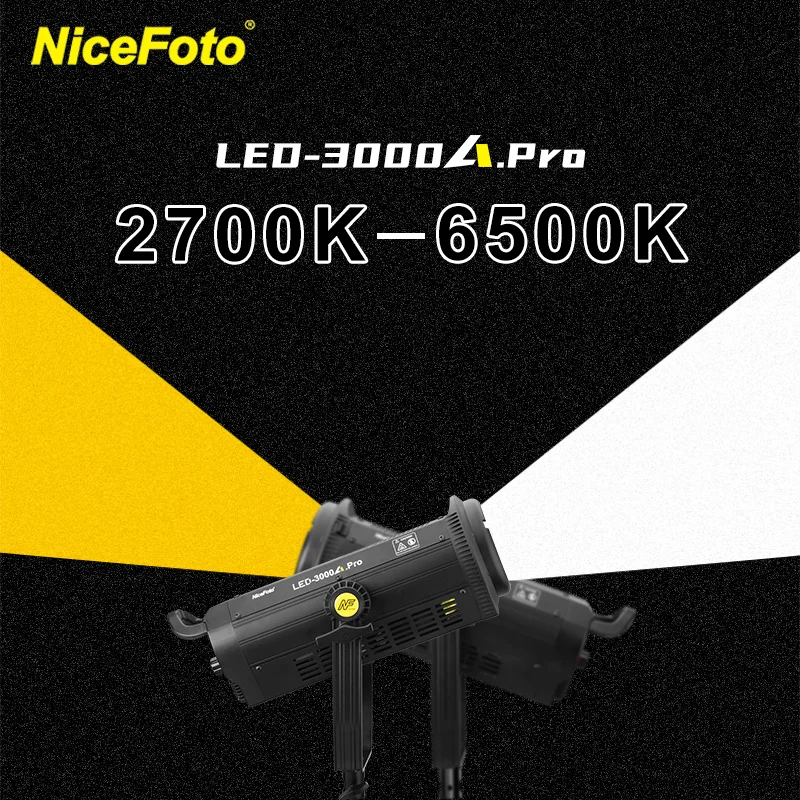 LED-3000A.Pro Bi-color 2700-6500K NiceFoto 300W Professional Audio Video Lighting Bowens Mount Studio Film Light