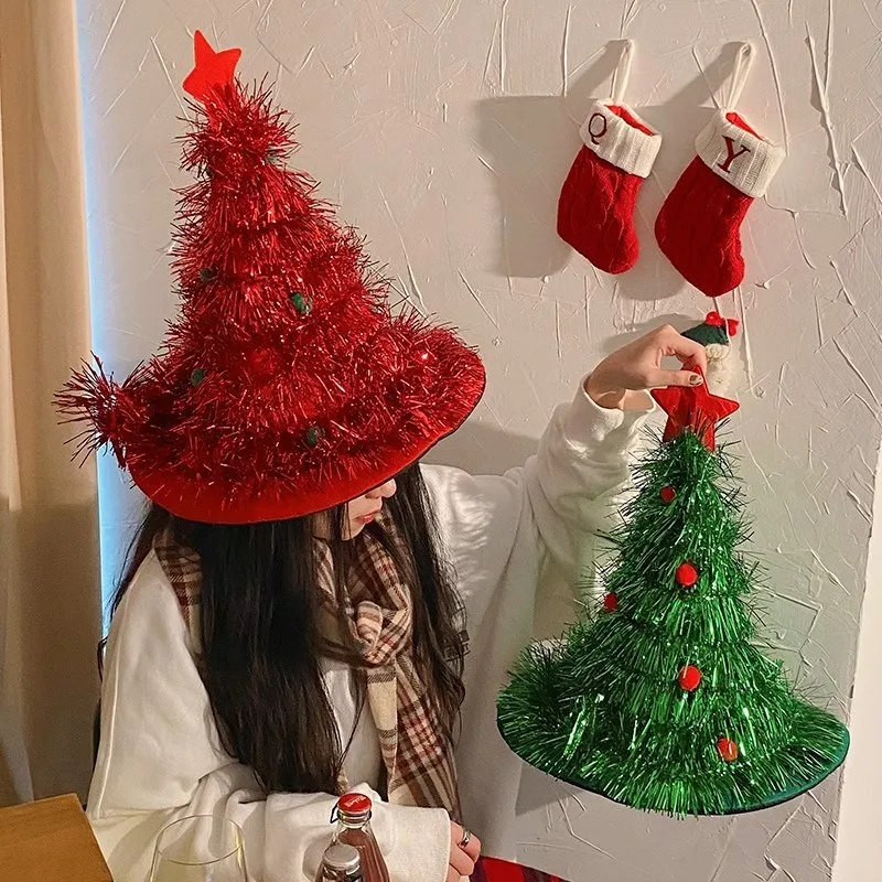 Christmas Decoration Hat Holiday Party Adult Children Dress up Headwear Photo Props Onion Sliver Santa Hat