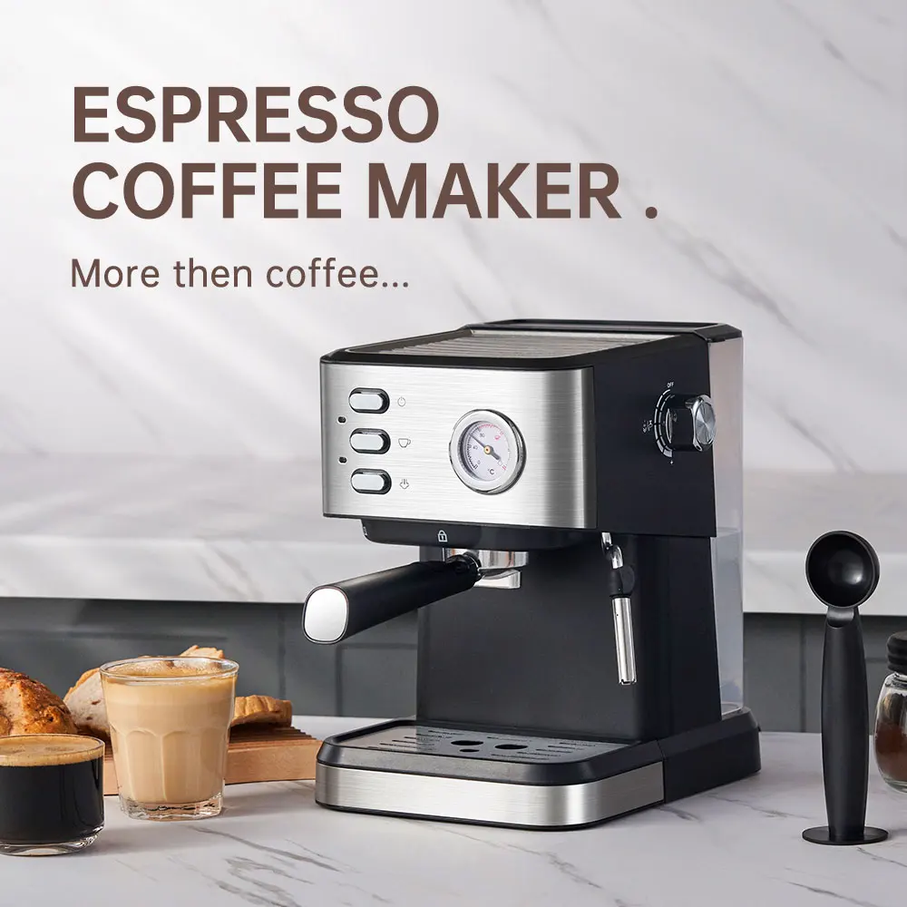 Italian Espresso Coffee Maker Machine 1500ML Steam Coffee Making Machine 20 Bar 1050W Frothing Cappuccino Coffee Maker