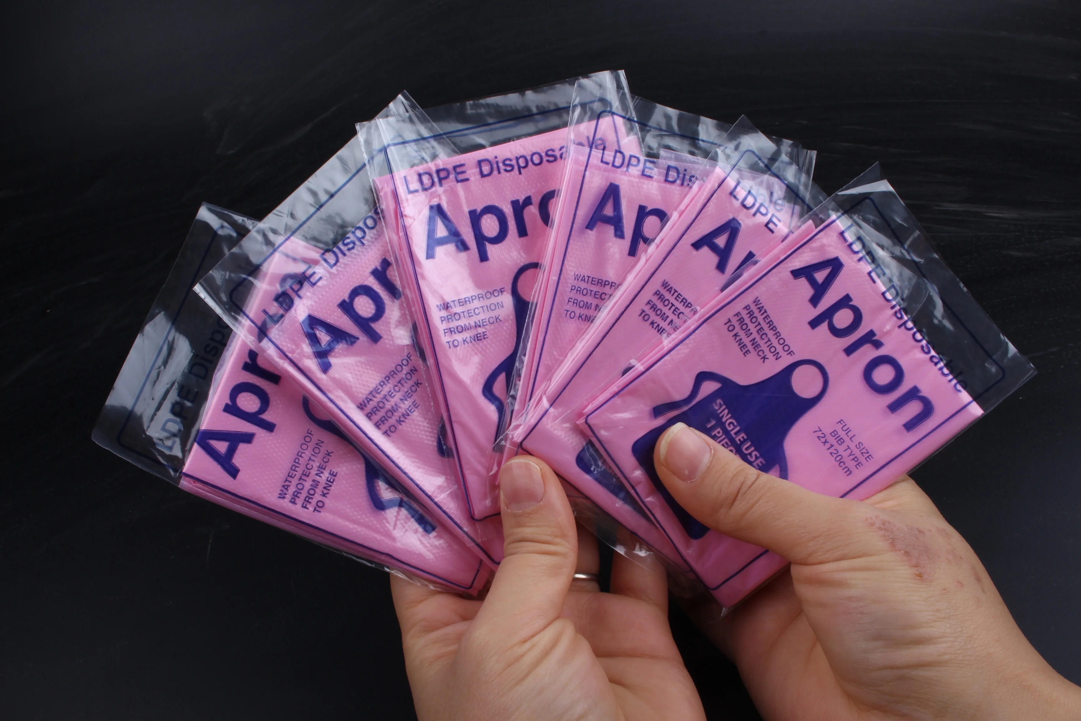 Multi-Colors Disposable Apron PE Food Contact Sanitary Apron Box Single Packaged