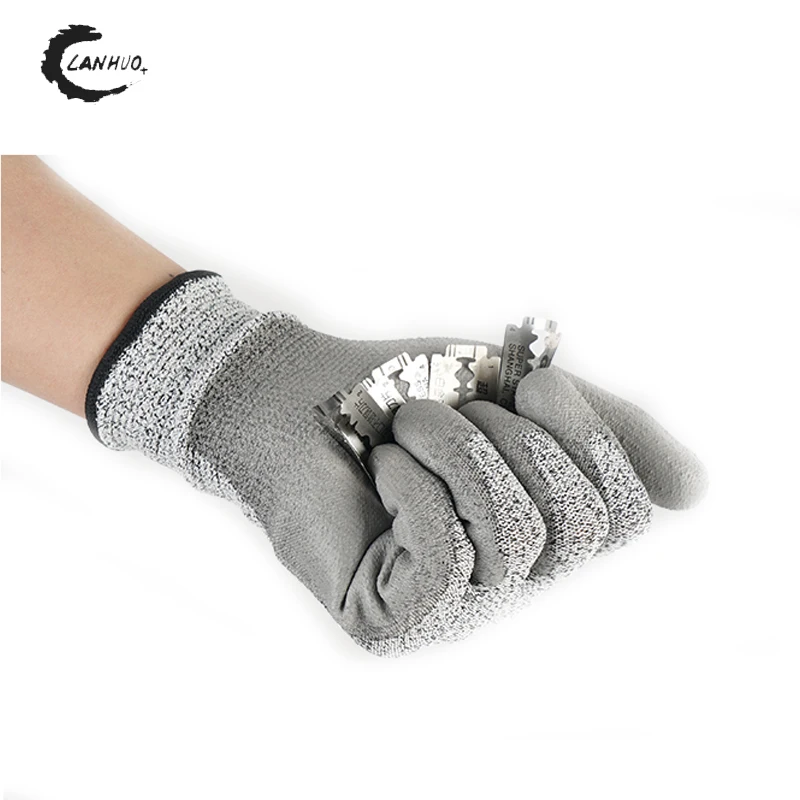 CE Certificated Anti-cut Resistant Level 5 Grey Foam Safety Work Protective Cut Resistant Gloves