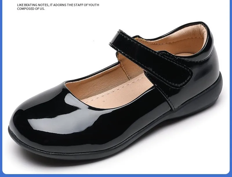 Wholesale school girls genuine leather black shoes for school kids uniform
