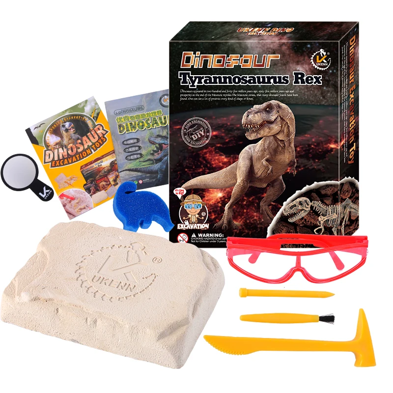 PVC Plastic Kids DIY Dino Fossil Dig Fossil Excavation Toy Kits 3D Skeleton Dinosaur Archaeology Kit