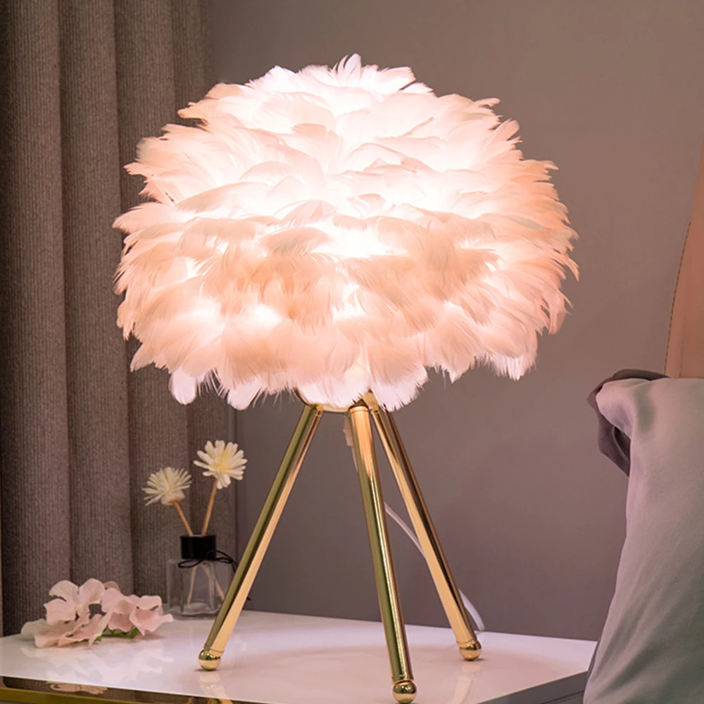LED table light modern bedroom bedside lamp living room wedding decoration feather lamp
