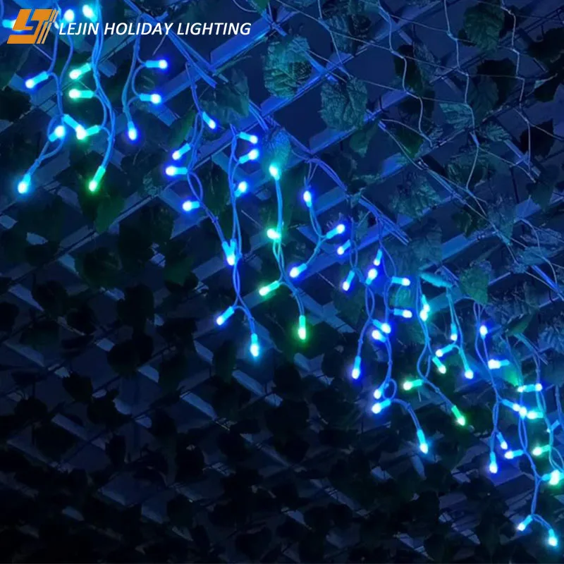 outdoor christmas string rgb color changing led icicle light