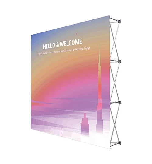 Оптовая продажа, алюминиевый поп-прямой дисплей, выставочный фон для выставочного стенда, баннер в упаковке