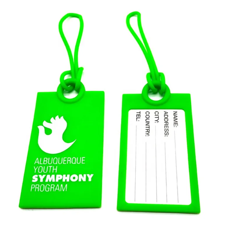 Hot Sale Custom Logo Printed Rubber Silicone Luggage Bag Tag with ID Info Card On Back to Identify Your Suitcase