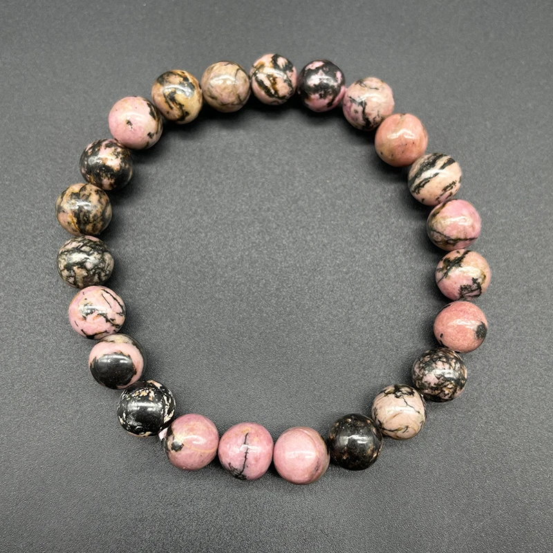 Custom Handmade Natural Stretch bracelet Black Stripe Rhodochrosite Rainbow Agate Purple Fluorite Blood Stone Bronzite Bracelets