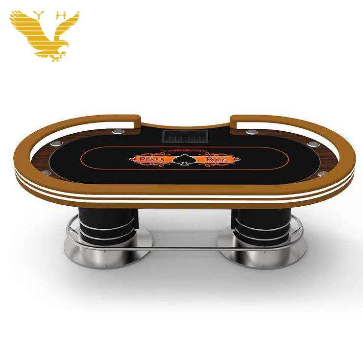 YH 110 Inch Deluxe Stainless Steel Double Layers Light Gambling Texas Poker Table