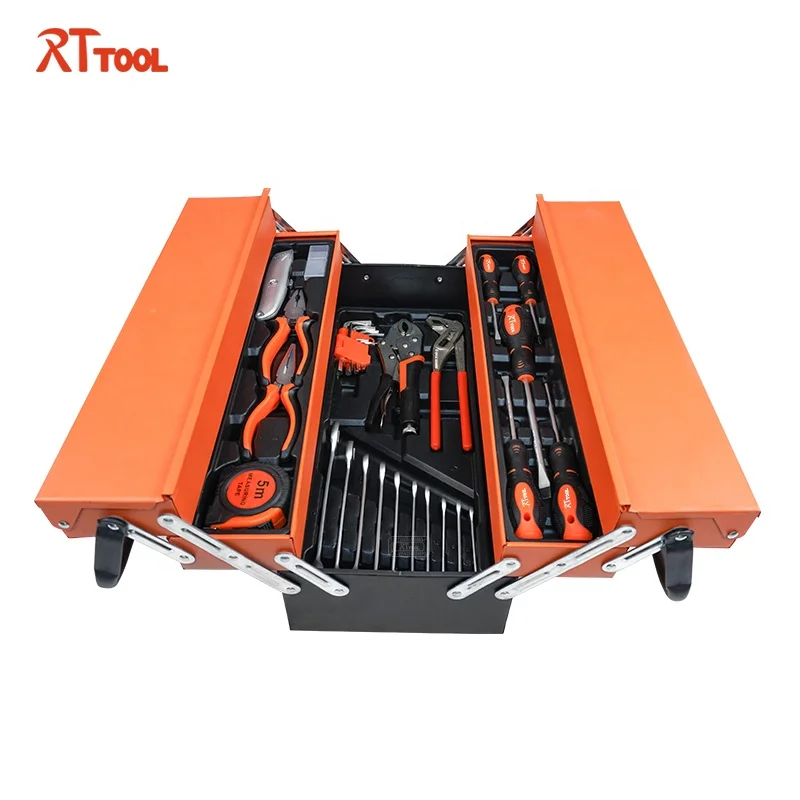 3 Tiers Cantilever Tool Box Portable Toolbox Steel Chest Hand Tools Organizer Metal