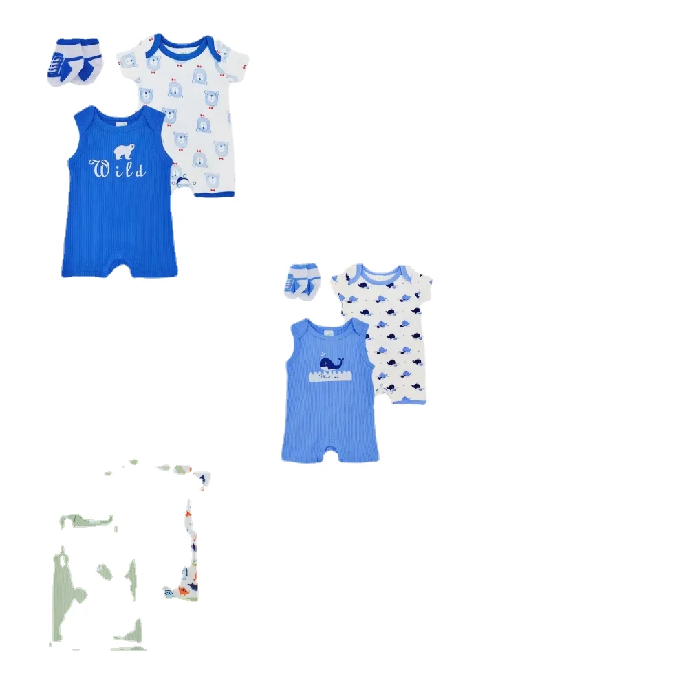 Newborn Baby Boy Girl Long Sleeve Rompers Wholesale Toddler Clothes Babi Romper Set Wear Suit