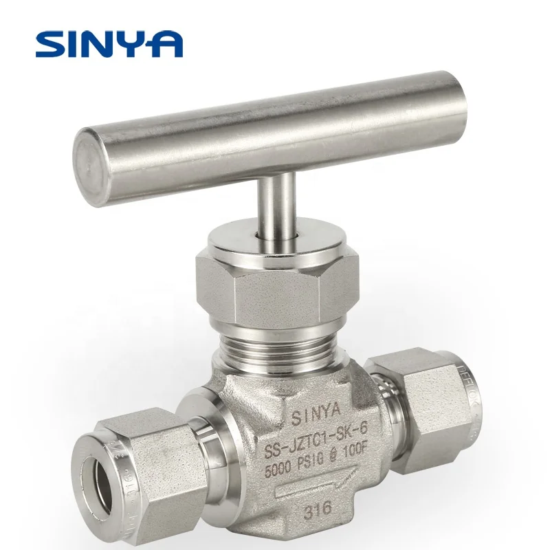 Sinya Stainless Steel Needle Control Valve Female Instrument Needle Valve Black Round Handle Female Straight Needle Valves