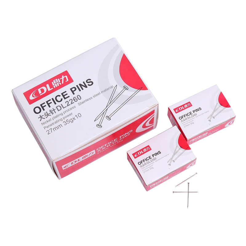 Офисные канцелярские принадлежности, Вес 35 г, бумажная коробка, Офисная булавка, прямая головка, офисные булавки, длина 28 мм