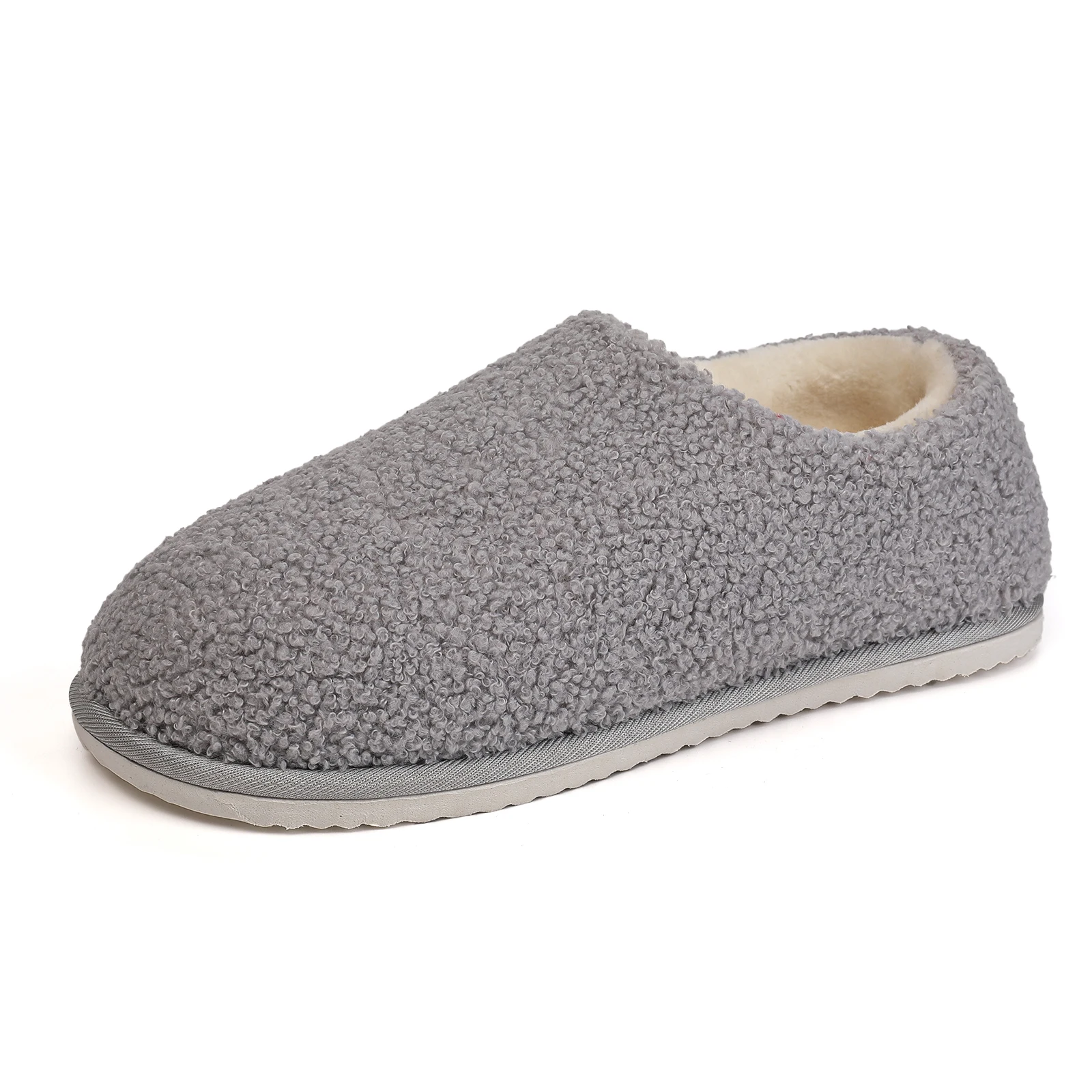 Hot Sale women Fuzzy Fur Loafer with Polar Fleece Lining sublimation Winter EVA Platform Teddy Bear Slippers