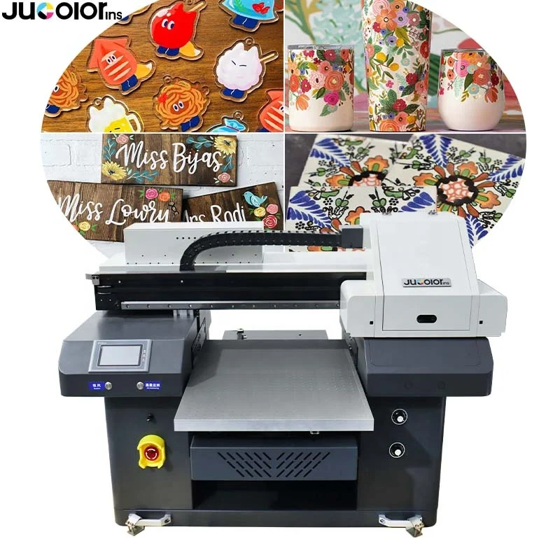 Jucolor Новый 2024 высококачественный 10-цветный высокозазорной A2 УФ планшетный принтер с DX7 и Ricoh головками