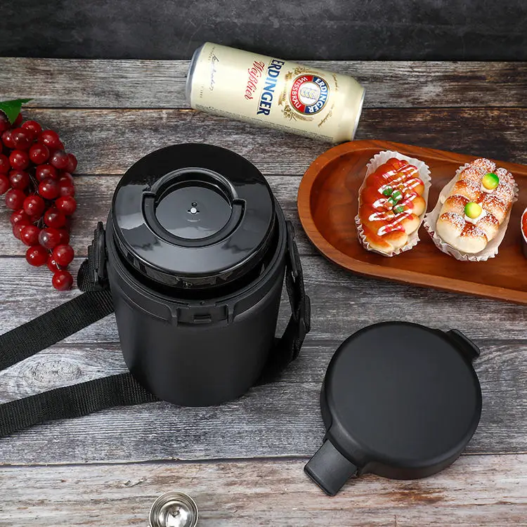 Stainless Steel Multilayer Hot Food Flask Lunch Box Vacuum Insulated W/Handle