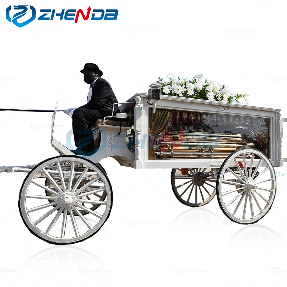 Funeral Horse Drawn Carriage Coffin/White Horse Hearse for sale Cinderella carriages