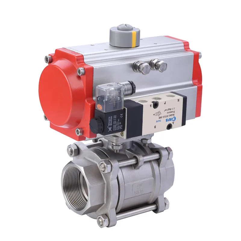 RFS BV series spring return stainless steel pneumatic actuator actuated 3pcs ball valve