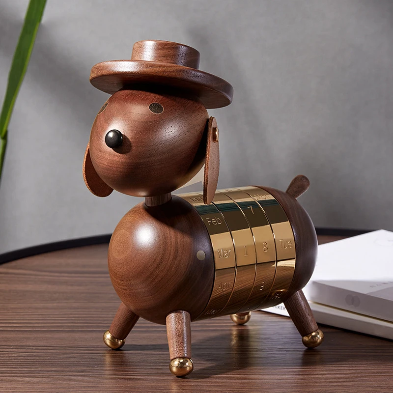 Wood art wholesale cultural and gifts practical home furnishings Crafts wood products gentleman dog calendar decoration