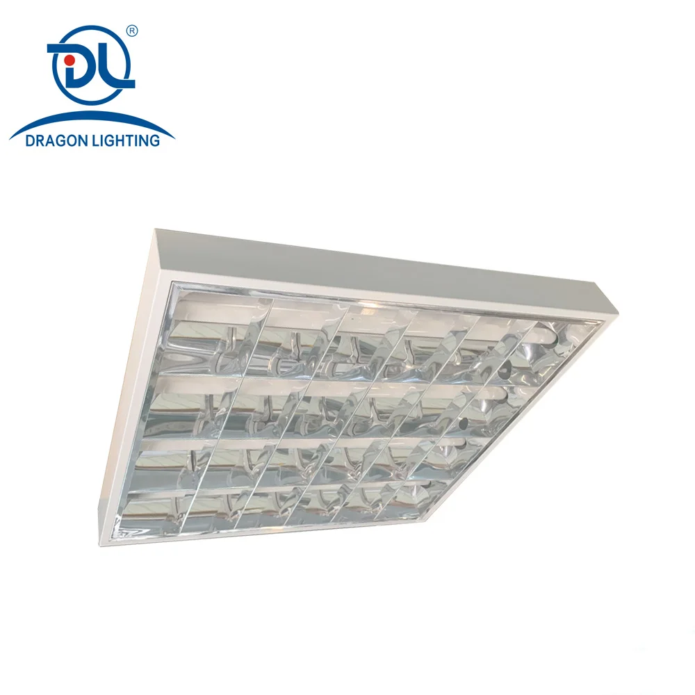 4X8W Recessed Louver Type Troffer Fixture Office T8 Led Grille Fluorescent Light Fixture