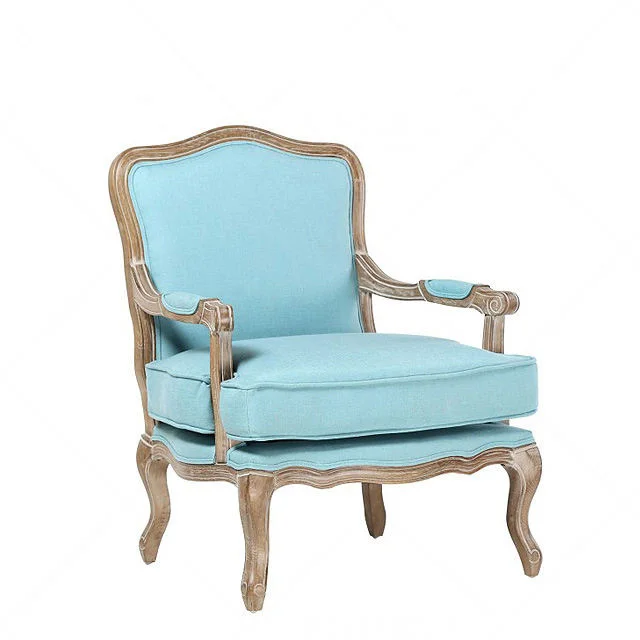 Factory Supply Attractive Price Wedding Living Room Furniture Upholstered Solid Wood Oak Fabric Leg Gardening Armchair