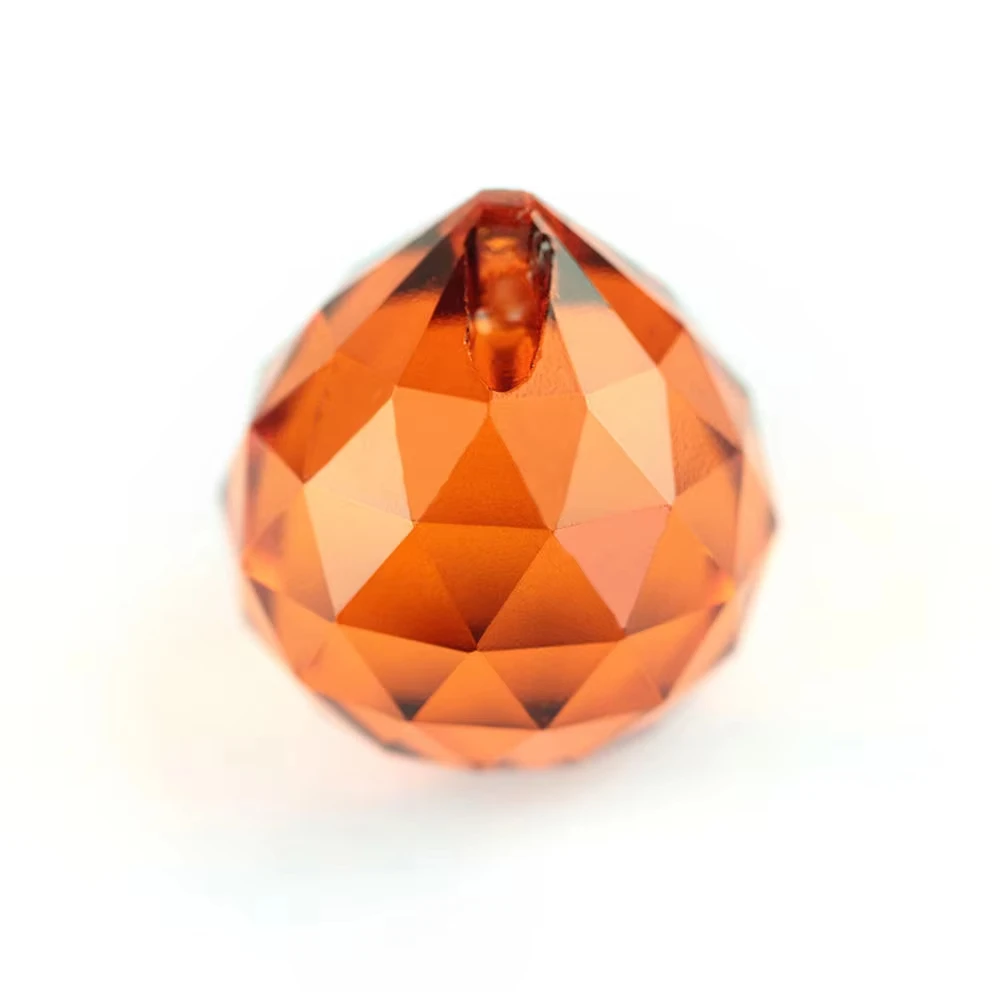 Honor of crystal 15mm Orange Red Crystal Prism Exquisite Crystal Chandelier Decoration Parts Home Shining Lamp Glass Faceted Bal