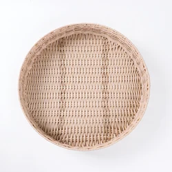 High quality custom handcraft  office desk organizers plastic rattan tray basket food&storage trays for fruit candy