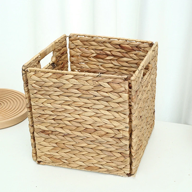 Water Hyacinth Rectangle Basket with Handles ,Wicker Storage Baskets Organizers for Home Decor Can decorate bedroom, bathroom