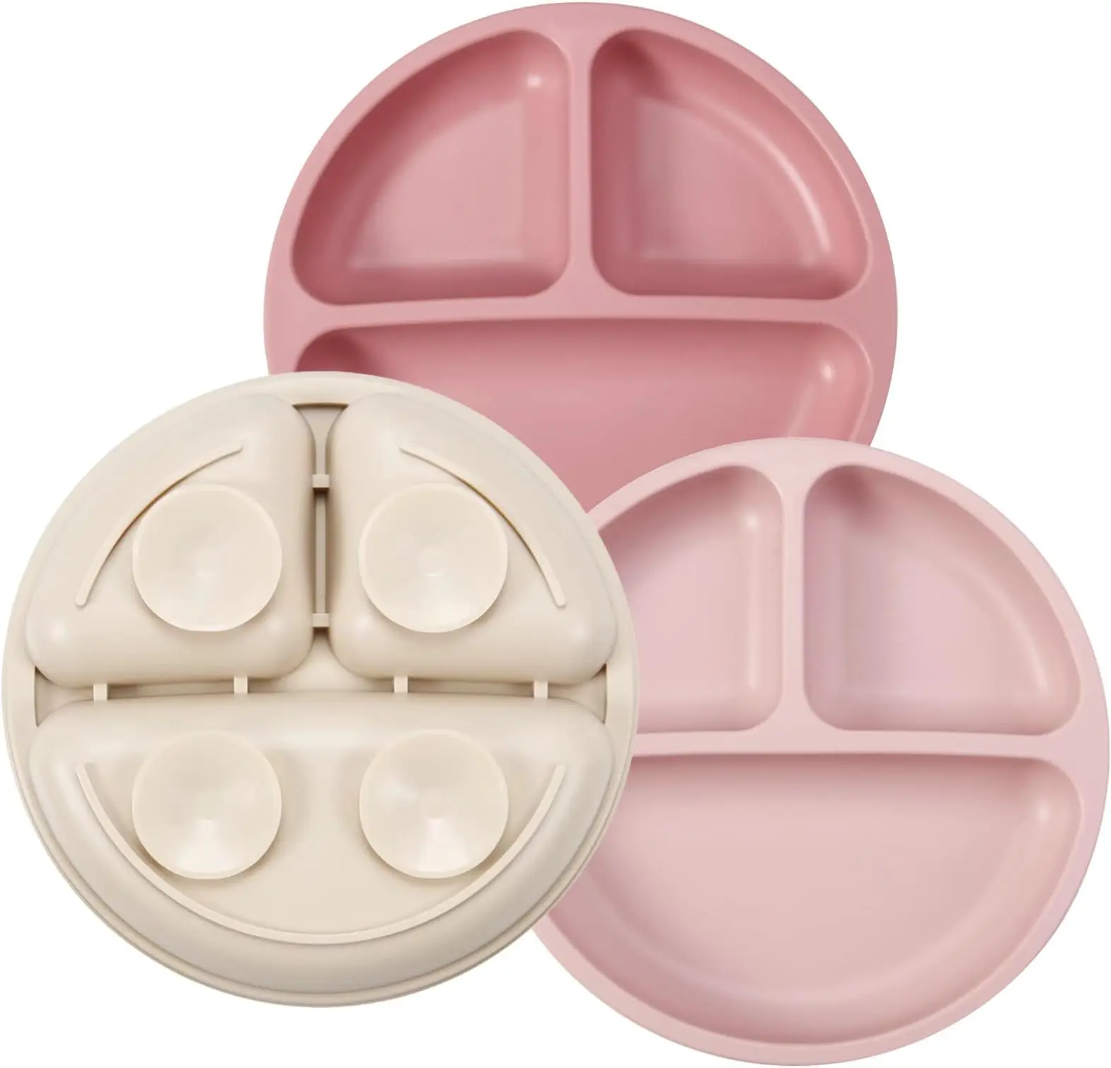 2024 New born  Bpa Free Silicone Plate with Lid Food Grade Kids Toddler Feeding Suction Divider Silicone Baby Plate