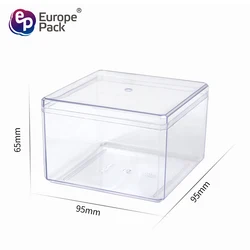 Popular transparent square PS plastic tiramisu dessert storage container pastry packaging box with lid