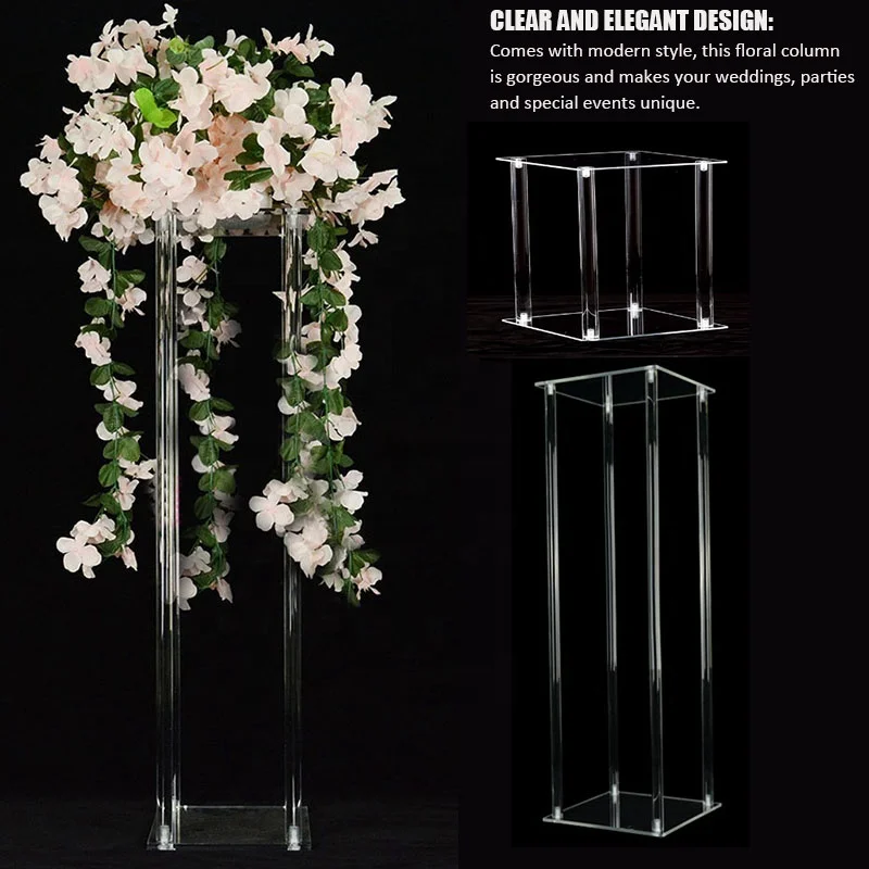 Plastic Wedding Roman Pillar Column Stand Clear Acrylic Flower Stand Wedding Centerpieces for Tables
