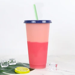 Stock BPA free 5pcs/set gift 24oz cold color changing reusable plastic cup