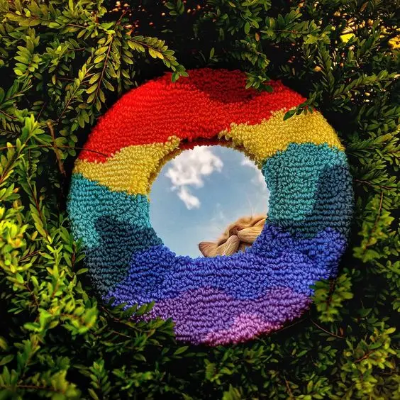 Wonderful texture acrylic mug rug mirror pearl cute bubble tufted mirror for modern dining room