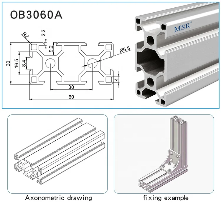 China factory OB3060A clear anodized Aluminum extrusion profile for work table