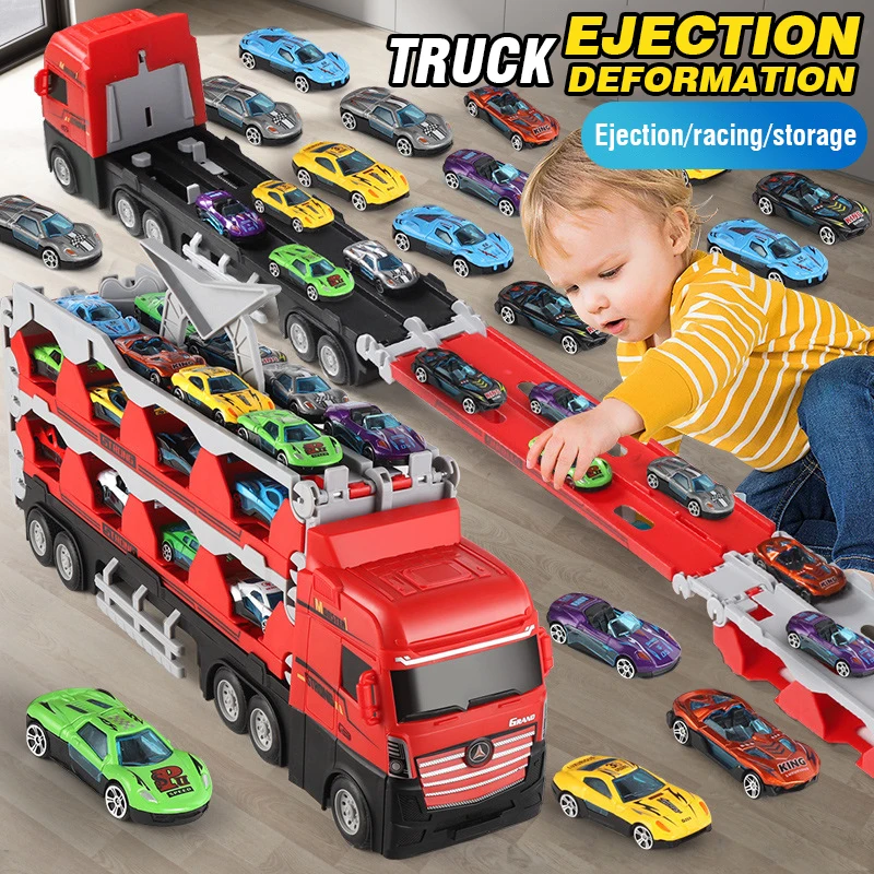Foldable transformable storage alloy truck model inertia toys kids toys & gifts children car model toys