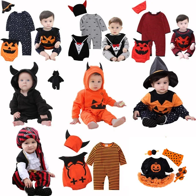 wholesale 2021 Children Girls Boys Orange Pumpkin Ballet Skirt romper Set Kids carnival costumes Baby Halloween Cosplay Costume