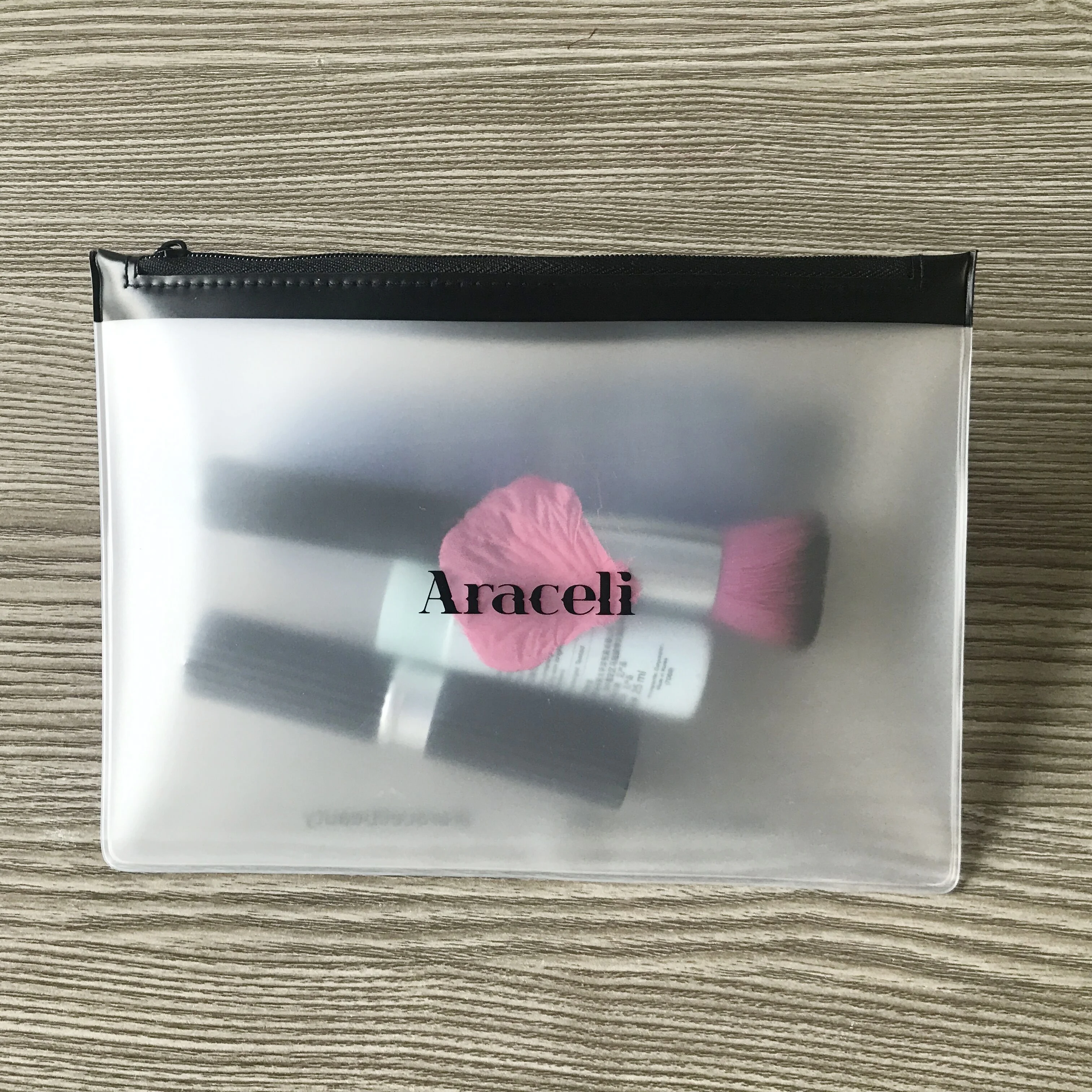 high quality eva cosmetic bag with zipper, soft frosted eva zip bag, semi transparent eva cosmetic bag