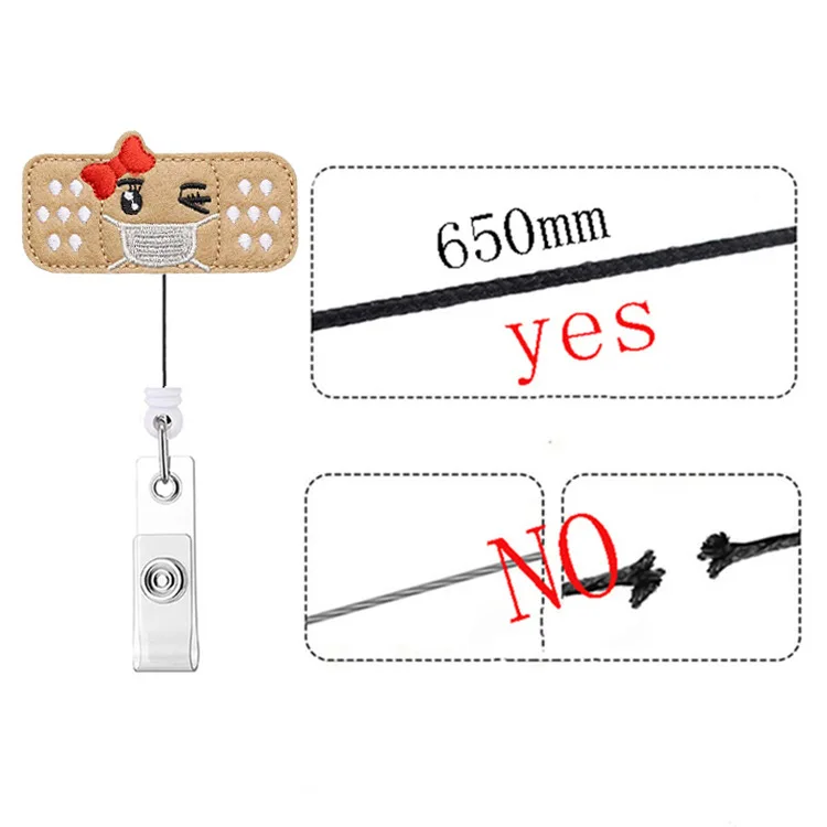 Felt Cartoon Nurse Name Card Nurse Accessories Popular Retractable ID Badge Holder Reel