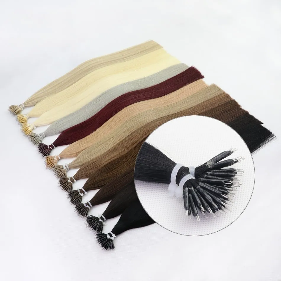 
Remy Micro Nano Ring Hair Extension Loop 100% Human Hair 12-24' Inch 1g/Stand 50 Strands Blonde Brown Natural Long Soft Vendor 