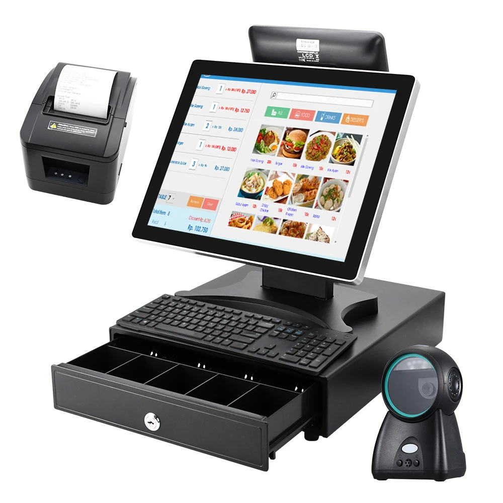 Cash Register Pos Terminal Point Of Sale Pos Machine With Printer Barcode Scanner Card Reader Cash Drawer Pos Hardware