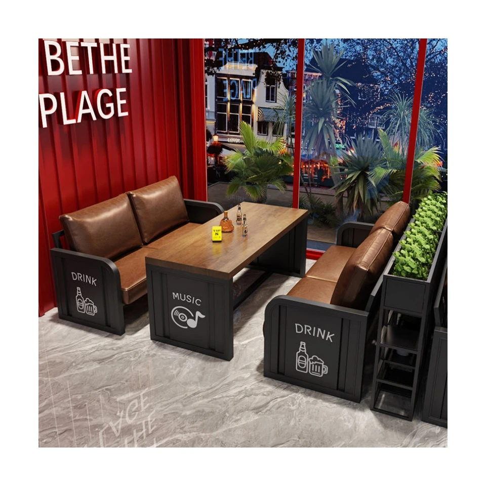 Retro Industrial Style Iron Art Sofa Tables and Chairs bistro furniture Beer Shop Sofa Chairs and dining table
