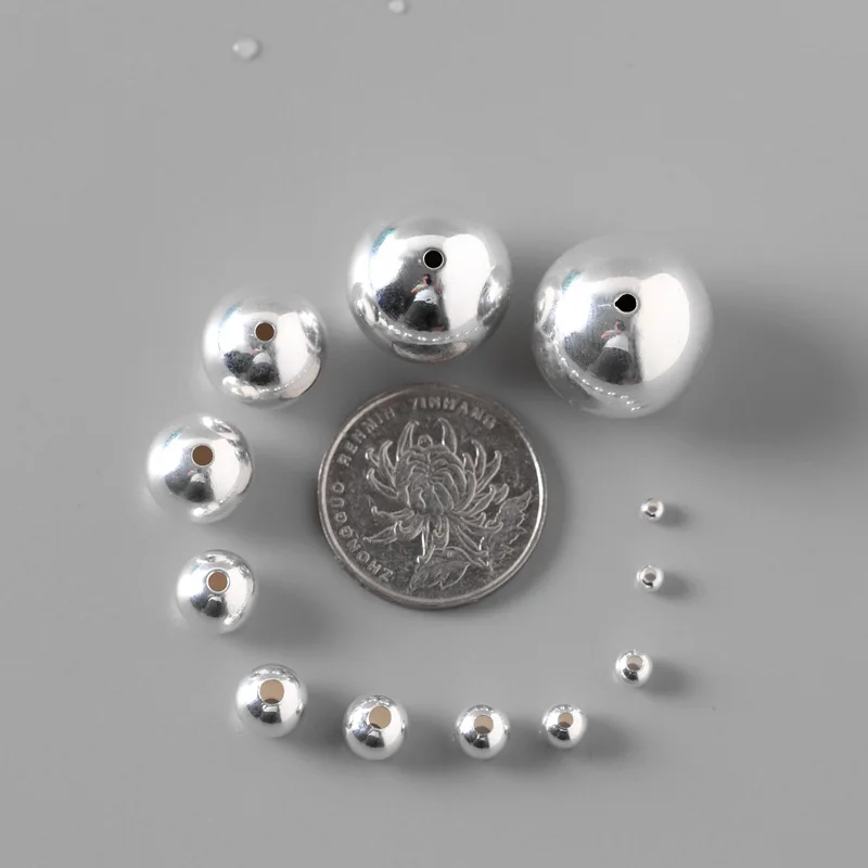 925 Sterling Silver Loose Pearl Beads Platinum-Plated Gold Rose Gold DIY Handmade Necklace Beaded Accessories Material Charm