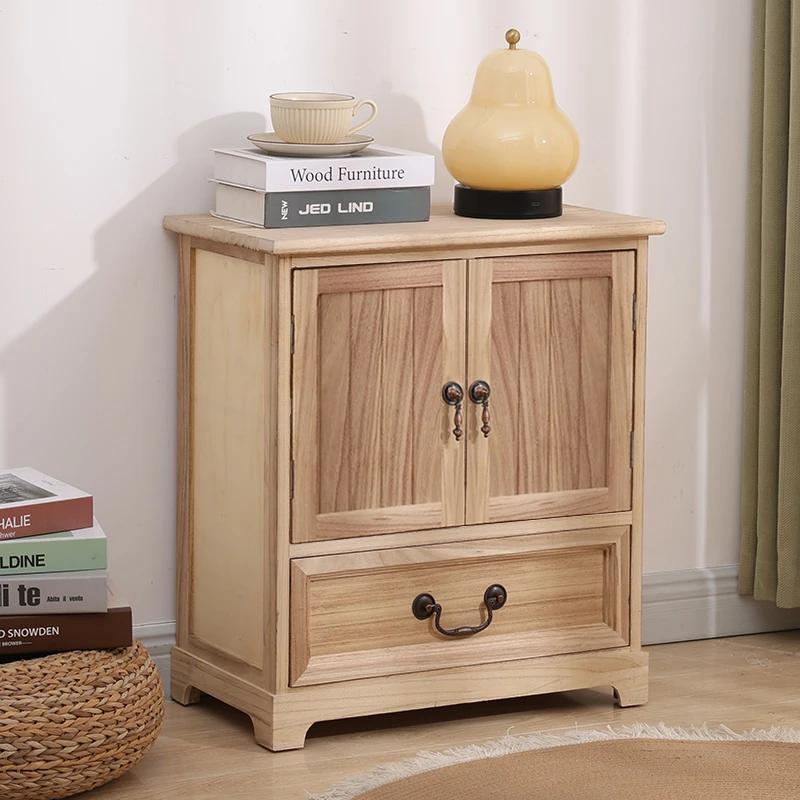 Living Room Furniture Corner Cabinet Drawer Rattan Storage Cabinet Wooden Kitchen Storage Container Cabinets
